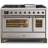 Ilve Majestic II Collection UM12FDNS3SSBLP - 48 Inch Freestanding Dual Fuel Range in Front View