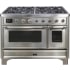 Ilve Majestic II Collection UM12FDNS3SSCLP - 48 Inch Freestanding Dual Fuel Range in Front View
