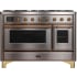 Ilve Majestic II Collection UM12FDNS3SSGLP - 48 Inch Freestanding Dual Fuel Range in Front View