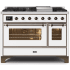 Ilve Majestic II Collection UM12FDNS3WHB - 48 Inch White Natural Gas Freestanding Range