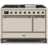 Ilve Majestic II Collection UM12FDQNS3AWBLP - 48 Inch Freestanding Dual Fuel Range with 8 Sealed Burners in Front View