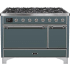 Ilve Majestic II Collection UM12FDQNS3BGC - 48 Inch Freestanding Dual Fuel Range in Front View