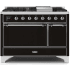 Ilve Majestic II Collection UM12FDQNS3BKCLP - 48 Inch Freestanding Dual Fuel Range with 8 Sealed Burners in Front View
