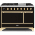 Ilve Majestic II Collection UM12FDQNS3BKGLP - 48 Inch Freestanding Dual Fuel Range with 8 Sealed Burners in Front View