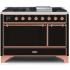 Ilve Majestic II Collection UM12FDQNS3BKPLP - 48 Inch Freestanding Dual Fuel Range with 8 Sealed Burners in Front View