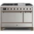 Ilve Majestic II Collection UM12FDQNS3SSBLP - 48 Inch Freestanding Dual Fuel Range with 8 Sealed Burners in Front View