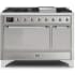 Ilve Majestic II Collection UM12FDQNS3SSCLP - 48 Inch Freestanding Dual Fuel Range with 8 Sealed Burners in Front View