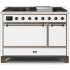 Ilve Majestic II Collection UM12FDQNS3WHBLP - 48 Inch Freestanding Dual Fuel Range with 8 Sealed Burners in Front View