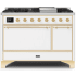 Ilve Majestic II Collection UM12FDQNS3WHGLP - 48 Inch Freestanding Dual Fuel Range with 8 Sealed Burners in Front View