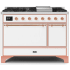 Ilve Majestic II Collection UM12FDQNS3WHPLP - 48 Inch Freestanding Dual Fuel Range with 8 Sealed Burners in Front View