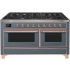 Ilve Majestic II Collection UM15FDNS3BGP - 60 Inch Freestanding Dual Fuel Range in Front View