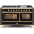 Ilve Majestic II Collection UM15FDNS3BKG - 60 Inch Freestanding Dual Fuel Range in Front View