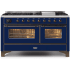 Ilve Majestic II Collection UM15FDNS3MBBLP - 60 Inch Freestanding Dual Fuel Range with 9 Sealed Burners in Front View