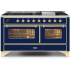 Ilve Majestic II Collection UM15FDNS3MBGLP - 60 Inch Freestanding Dual Fuel Range with 9 Sealed Burners in Front View