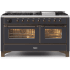 Ilve Majestic II Collection UM15FDNS3MGBLP - 60 Inch Freestanding Dual Fuel Range with 9 Sealed Burners in Front View