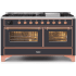 Ilve Majestic II Collection UM15FDNS3MGP - 60 Inch Freestanding Dual Fuel Range in Front View