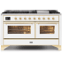 Ilve Majestic II Collection UM15FDNS3WHGLP - 60 Inch Freestanding Dual Fuel Range with 9 Sealed Burners in Front View