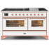 Ilve Majestic II Collection UM15FDNS3WHP - 60 Inch Freestanding Dual Fuel Range in Front View