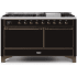 Ilve Majestic II Collection UM15FDQNS3BKBLP - 60 Inch Freestanding Dual Fuel Range with 9 Sealed Burners in Front View