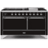 Ilve Majestic II Collection UM15FDQNS3BKC - 60 Inch Freestanding Dual Fuel Range in Front View