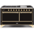 Ilve Majestic II Collection UM15FDQNS3BKG - 60 Inch Freestanding Dual Fuel Range in Front View