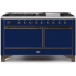 Ilve Majestic II Collection UM15FDQNS3MBB - 60 Inch Freestanding Dual Fuel Range in Front View