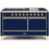 Ilve Majestic II Collection UM15FDQNS3MBGLP - 60 Inch Freestanding Dual Fuel Range with 9 Sealed Burners in Front View