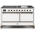 Ilve Majestic II Collection UM15FDQNS3WHBLP - 60 Inch Freestanding Dual Fuel Range with 9 Sealed Burners in Front View