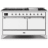 Ilve Majestic II Collection UM15FDQNS3WHC - 60 Inch Freestanding Dual Fuel Range in Front View