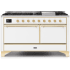 Ilve Majestic II Collection UM15FDQNS3WHG - 60 Inch Freestanding Dual Fuel Range in Front View