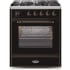 Ilve Majestic II Collection UM30DNE3BKB - 30 Inch Glossy Black Natural Gas Freestanding Range