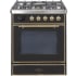 Ilve Majestic II Collection UM30DNE3BKG - 30 Inch Glossy Black Natural Gas Freestanding Range