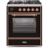 Ilve Majestic II Collection UM30DNE3BKP - 30 Inch Glossy Black Natural Gas Freestanding Range