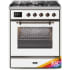 Ilve Majestic II Collection UM30DNE3RABLP - 30 Inch Freestanding Dual Fuel Range in Front View
