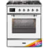 Ilve Majestic II Collection UM30DNE3RACLP - 30 Inch Freestanding Dual Fuel Range in Front View