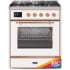 Ilve Majestic II Collection UM30DNE3RAPLP - 30 Inch Freestanding Dual Fuel Range in Front View