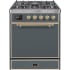 Ilve Majestic II Collection UM30DQNE3BGGLP - Majestic II 30 Inch Dual Fuel Liquid Propane Freestanding Range in Blue Grey with Brass Trim