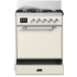 Ilve Majestic III Collection UM30QNR3AWCLP - 30 inch Dual Fuel Range with 5 Black Brass Burners
