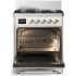 Ilve Majestic III Collection UM30QNR3AWCLP - 30 inch Dual Fuel Range with 5 Black Brass Burners