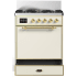 Ilve Majestic III Collection UM30QNR3AWGLP - 30 inch Dual Fuel Range with 5 Black Brass Burners