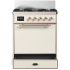 Ilve Majestic III Collection UM30QNR3AWPLP - 30 inch Dual Fuel Range with 5 Black Brass Burners