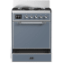 Ilve Majestic III Collection UM30QNR3BGCLP - 30 inch Dual Fuel Range with 5 Black Brass Burners