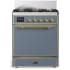 Ilve Majestic III Collection UM30QNR3BGGLP - 30 inch Dual Fuel Range with 5 Black Brass Burners