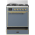 Ilve Majestic III Collection UM30QNR3BGGLP - 30 inch Dual Fuel Range with 5 Black Brass Burners