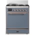 Ilve Majestic III Collection UM30QNR3BGPLP - 30 inch Dual Fuel Range with 5 Black Brass Burners