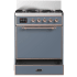 Ilve Majestic III Collection UM30QNR3BGPLP - 30 inch Dual Fuel Range with 5 Black Brass Burners