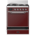 Ilve Majestic III Collection UM30QNR3BUCLP - 30 inch Dual Fuel Range with 5 Black Brass Burners