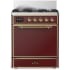 Ilve Majestic III Collection UM30QNR3BUGLP - 30 inch Dual Fuel Range with 5 Black Brass Burners