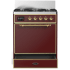 Ilve Majestic III Collection UM30QNR3BUGLP - 30 inch Dual Fuel Range with 5 Black Brass Burners