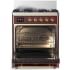 Ilve Majestic III Collection UM30QNR3BUGLP - 30 inch Dual Fuel Range with 5 Black Brass Burners